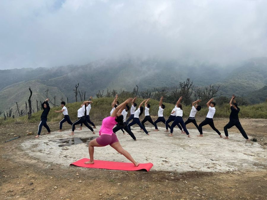A team from Livingstone Foundation International (LFI), Dimapur “created history by performing Yoga at the Dzükou Valley for the first time ever.” The yoga performance was a part of the three-day trekking cum camping expedition to Dzükou Valley and was performed under the guidance and mentorship of renowned Yoga trainer from Nagaland, Orentsani Kikon, who is a certified professional yoga instructor. The trekking cum camping was kicked off from the school campus on April 1 by the Chairman, LFI, Dr Andrew Ahoto Sema. The team of both students, including NCC Cadets, as well as mentors was led by the Director, LFI, Ani Yepthomi. (Photo Courtesy: LFI) 